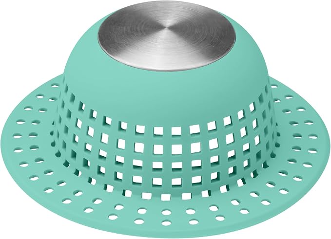 Aluvor Shower Drain Hair Catcher Bathtub Drain Cover Sink Drain Protector | Bathroom Sink & Bathtub Drain Strainer for Pop-Up & Regular Drains, Aqua