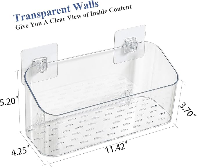 UNIKON Bath Toy Storage 2 Packs, Large Bath Toy Holder, Quick Dry Bathtub Toys Organizer, Bathtub Toys Basket, Shower Caddy Shower Organizer for Baby, Toddler, Kids, Clear