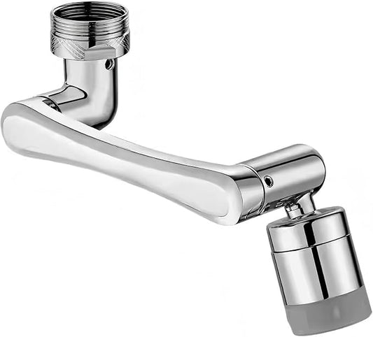 1080° Swivel Faucet Extender, Chrome Finish Sink Aerator with Universal Robotic Arm, Multi-Directional Spray Attachment for Kitchen and Bathroom