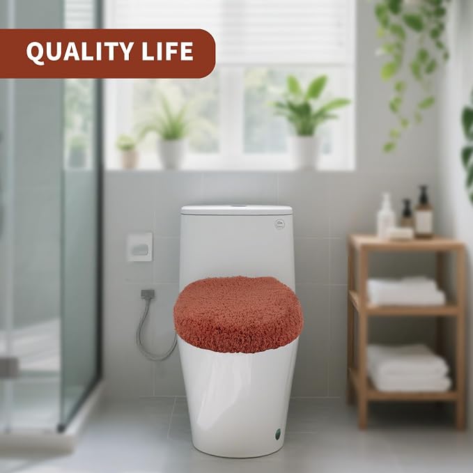 Soft Microfiber Toilet Seat Cover 17.5" x 15" Machine Washable | Solid Toilet Lid Cover Adjustable Rubber Backing Fits Most 16 -17.5" L x 14-16" W Round Oblong and Elongated Toilet Seat