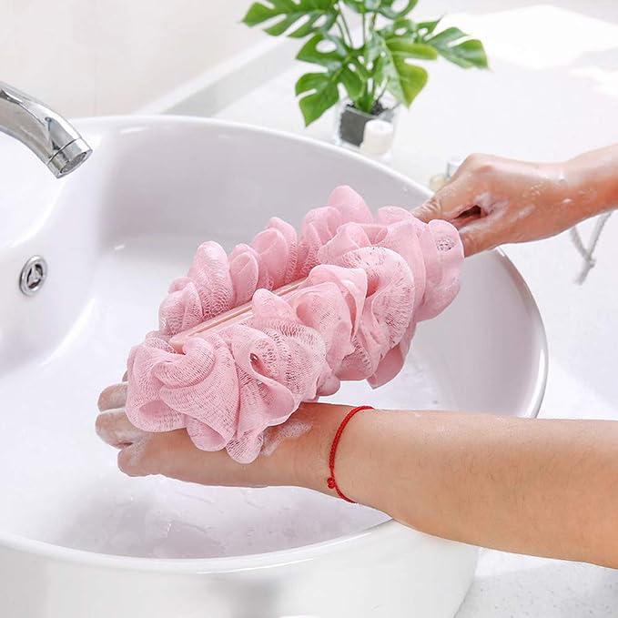 Back Scrubber for Shower, Loofah Long Handle Bath Body Brush, Soft Nylon Mesh Sponge On a Stick for Shower Men Women Kids Elderly, Exfoliating Scrub Cleaning Luffa for All Kinds of Skin