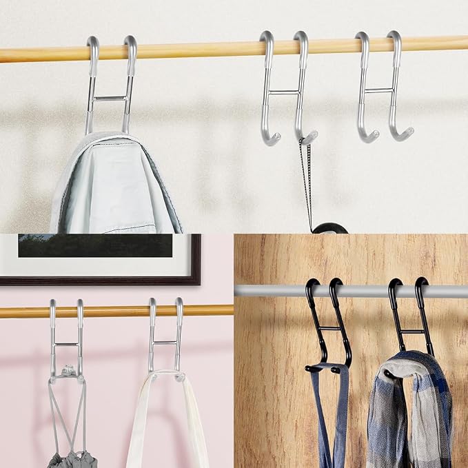 NINETREX Shower Door Hooks,Towel Hooks for Bathrooms Frameless Glass Door,Heavy Duty SUS 304 Stainless Steel Hook for Towels,Squeegee,Loofah,Shaver,Robe,4 Pack,Silver