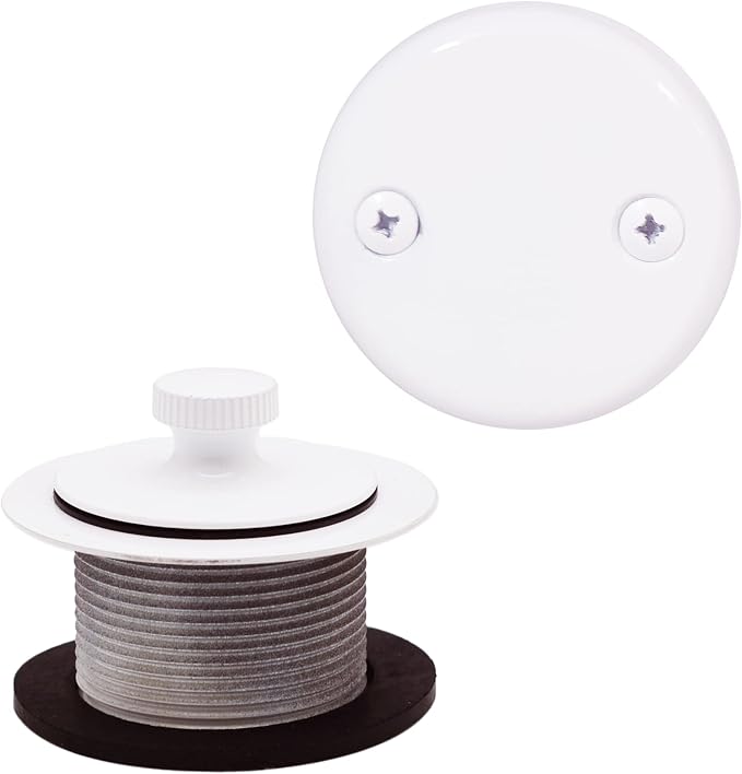 Westbrass Twist & Close Tub Trim Set with Two-Hole Overflow Faceplate, Powder Coat White, D94-2-50