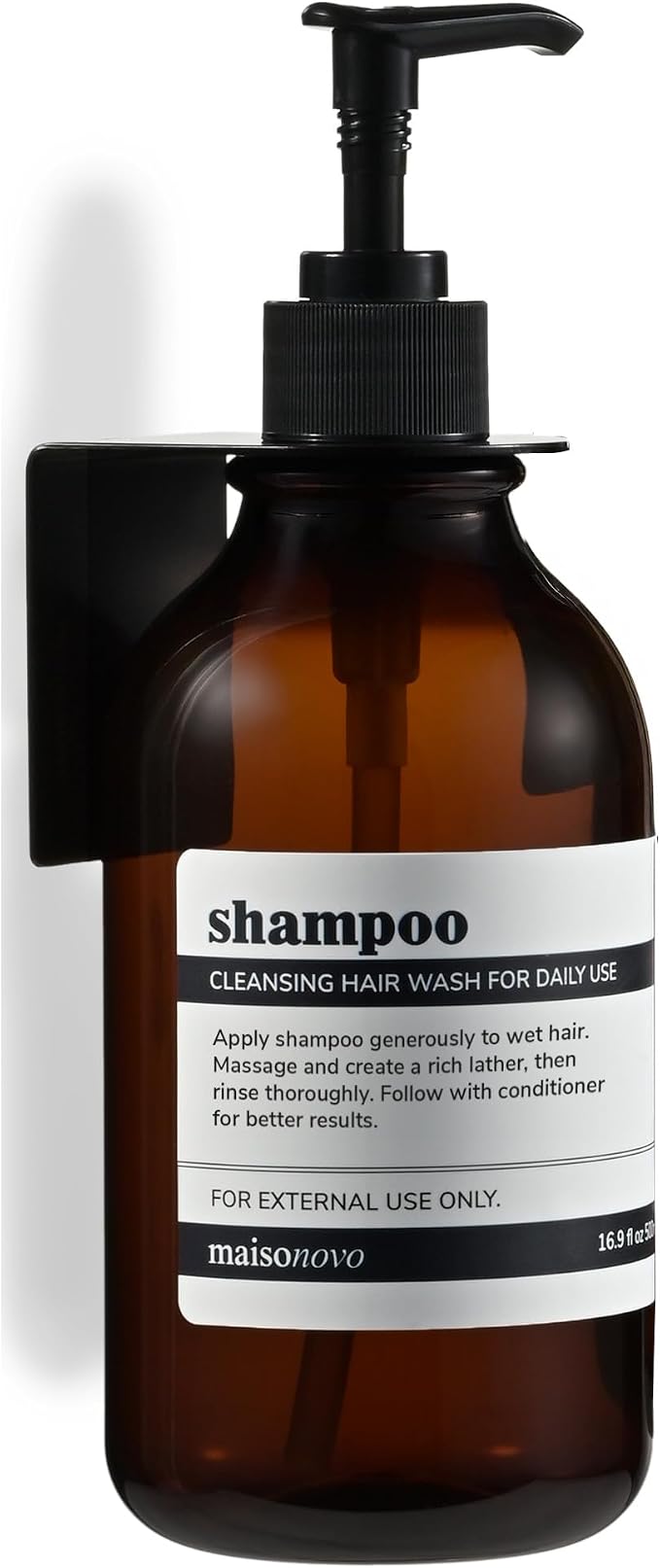 MaisoNovo Shampoo and Conditioner Dispenser|Refillable Amber Black Set of 1 | No Drill Wall Mount - Shower Soap Dispenser · Holds Body Wash or Hand Soap · Wall Soap Dispenser