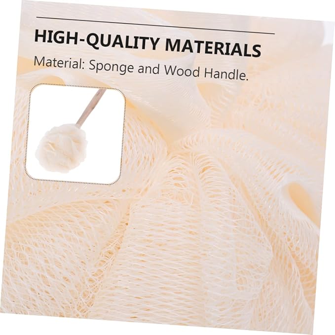 Ipetboom 2pcs Bath Sponge Brush Handle Exfoliating Loofah Mesh Scrubber for Back and Feet Easy to Clean Suitable for All Ages for Daily Use and Travel