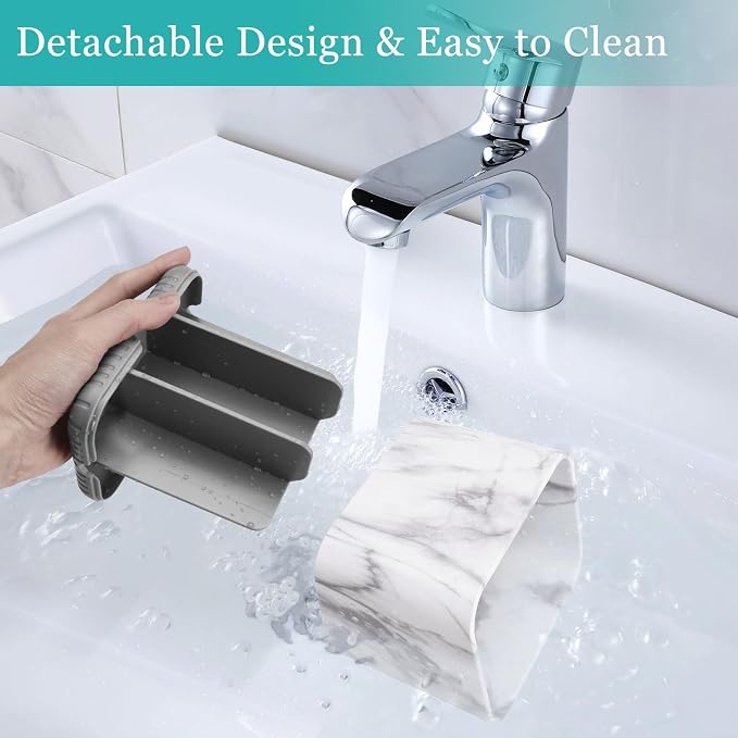PARKMANI Toothbrush Holders for Bathrooms, Tooth Brush Holder for Bathroom Countertop Organizer, Kids Electric Toothbrush and Toothpaste Holder (Grey Marble Grain)
