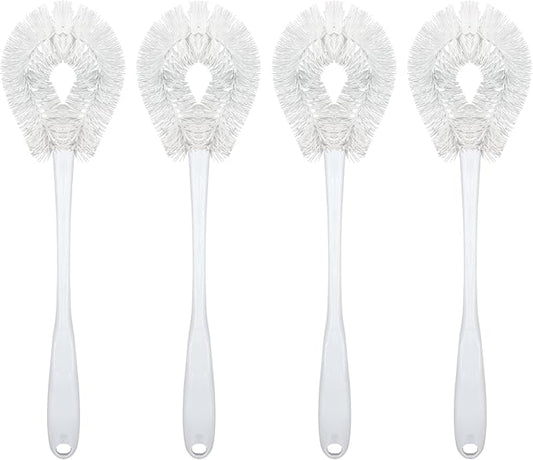 LOLA Toilet Bowl Brush w/Curved Head, 4 Pack, Coated Wire, Durable Poly Bristles, Reaches Under Toilet Bowl Rim