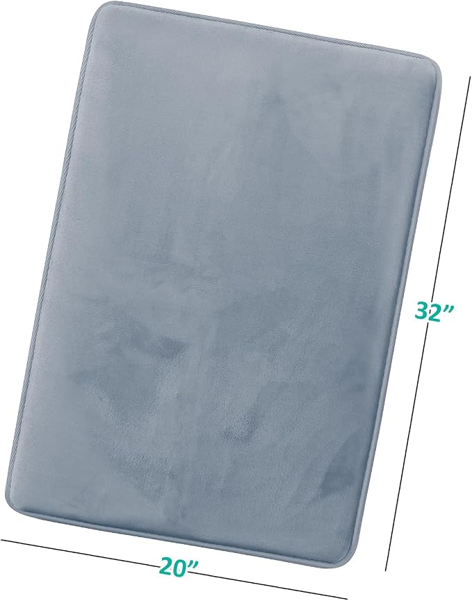 Clara Clark Bathroom Rugs, Velvet Memory Foam Bath Mat, Non-Slip Bath Rugs, Machine Wash, Dries Quickly, Ultra Soft Plush Bath Mats for Bathroom, 20 x 32, Stone Blue