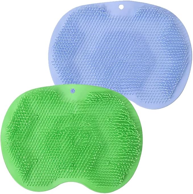 Silicone Shower Foot Scrubber Mat, Silicone Shower Foot Brush Pad for Home, 2025 Upgrade with Non-Slip Suction (Green+Blue)