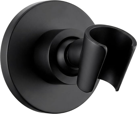 G-Promise All Metal Handheld Shower Head Holder, Adjustable Wall Mount Shower Wand Bracket, Strong Adhesive Disc Mount or Drill Installation (Round, Matte Black)