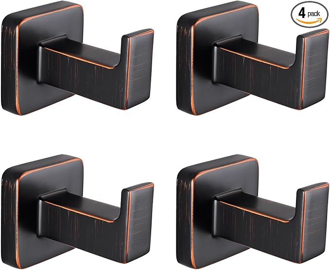 Oil Rubbed Bronze Square Bathroom Coat Hook Towel Hook Wall Mounted Bathrobe Hook 4 Bathroom Hooks