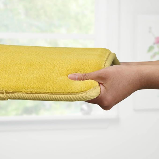 Memory Foam Bath Mat Non Slip Absorbent Super Cozy Velvet Bathroom Rug Carpet (22 inches X 36 inches, Mustard)