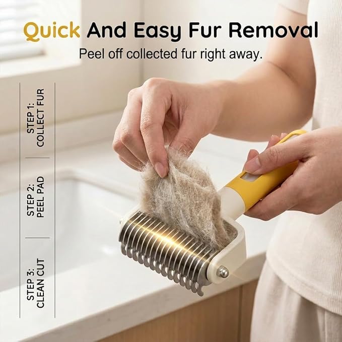 Pet Grooming Brush, Double Sided Pet Grooming Tool for Dogs and Cats, Extra-Wide Stainless Steel Deshedding Dog Brush for Matted Fur Medium or Long Haired Breeds (Blue, 1pcs)
