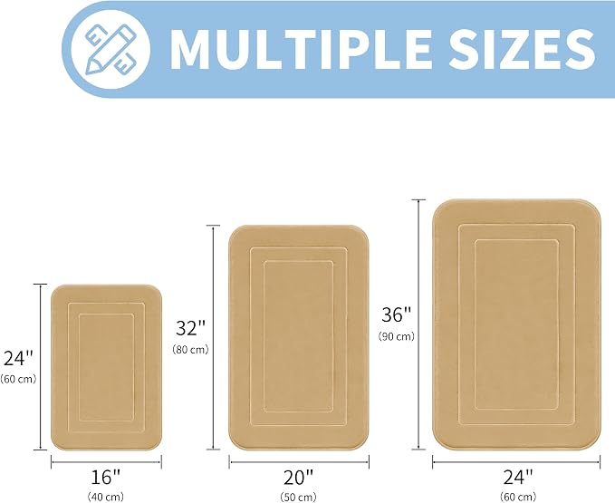 Cupic Cupid Memory Foam Bath Mat 24"×36", Non Slip Bathroom Rugs，Deep Khaki | Soft Touch, Cushioned Comfort, Non Slip Bathroom Mat, Super Absorbent & Quick Dry, Machine Washable for Shower, Tub & Vanity