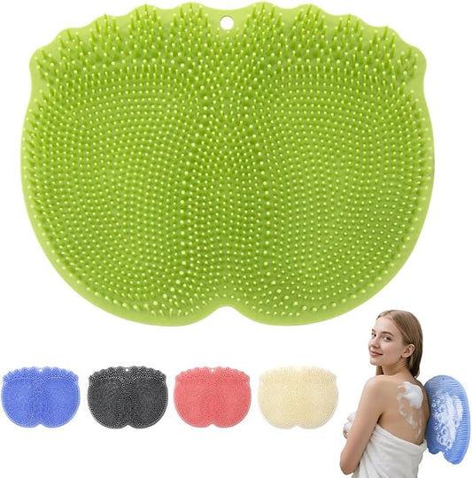 Silicone Shower Foot Scrubber Mat,2025 New Back Exfoliating Bath Wash Pad Wall Mounted Anti-Slip Suction Cups Foot Scrubber,Deep Cleaning Brush Back Massager Pad for Women Men (B-Green)
