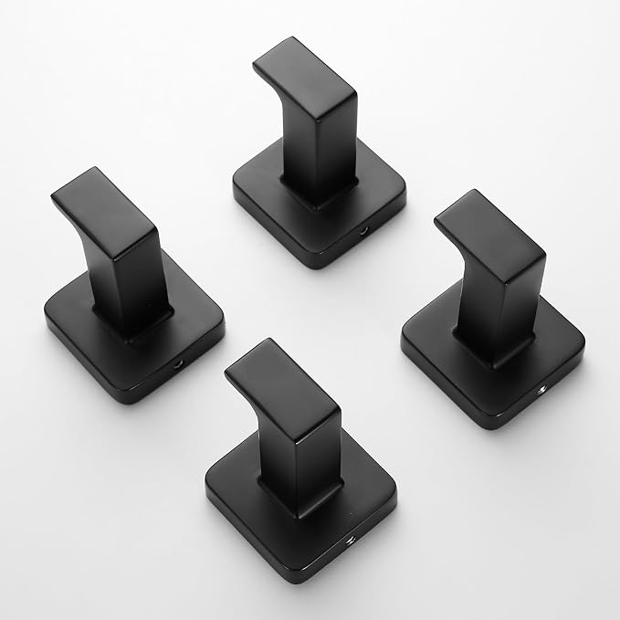 Matte Black Square Wall Hanger, Towel Hanger, Wall Mounted, Bathrobe Hook Kitchen Hooks 4 Bathroom Hooks