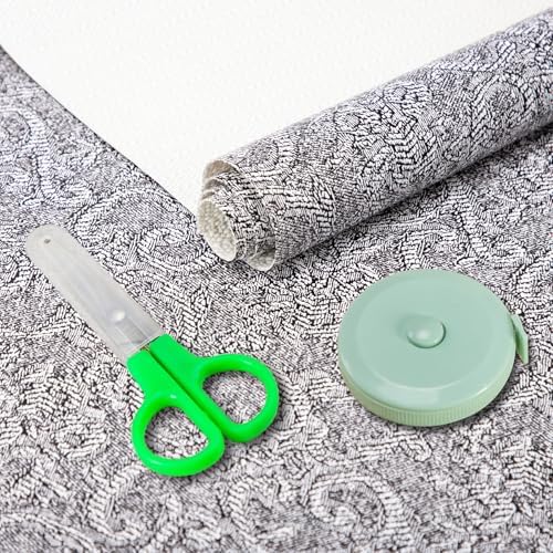 12X120 Inch Shelf Liner with Scissor & Tape Measure for Kitchen Cabinets, PVC Drawer Liner for Dresser Non-Slip Bathroom, Non-Adhesive Cabinet Liner Washable (Black)