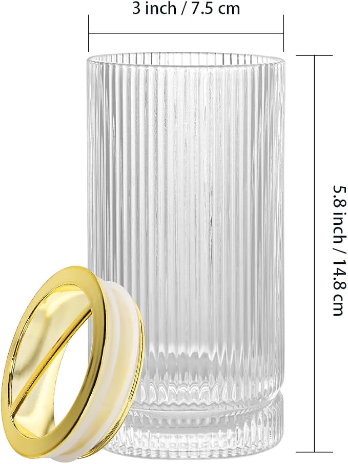 Toothbrush Holders for Bathrooms, 2pcs Clea Glass Toothbrush Holder and 14oz Bathroom Tumbler, Gold Tooth Brush and Toothpaste Holder Organizer Cup for Bathroom Vanity Countertop Decor
