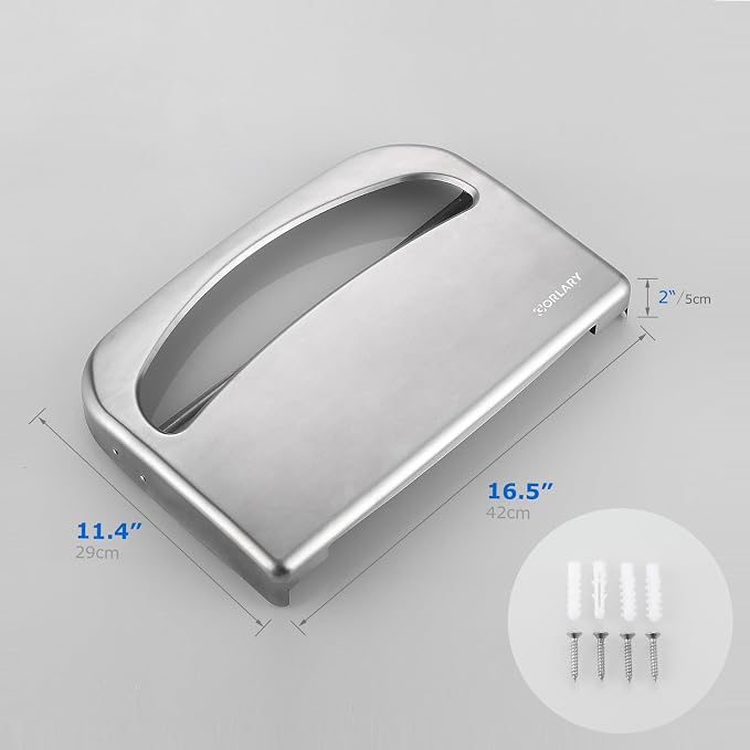 2 Packs Toilet Seat Cover Dispenser Wall Mount Commercial, Half Fold Toilet Seat Cover Dispenser, 304 Stainless Steel, 16-Inch