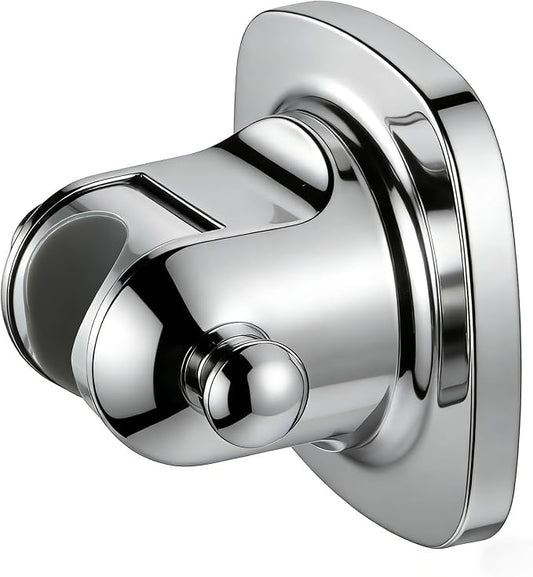 Wall Mount Handheld Shower Head Holder - 5 Angles Adjustable - Concealed Adhesive Mount - Screw Alternative - Bathroom Shower hose Holder (Polished Chrome)