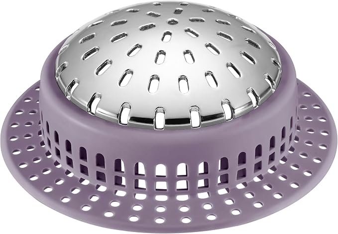 Aluvor Bathtub Drain Hair Catcher Shower Drain Cover Sink Drain Protector | Bathroom Sink & Bathtub Drain Strainer for Pop-Up & Regular Drains, purple