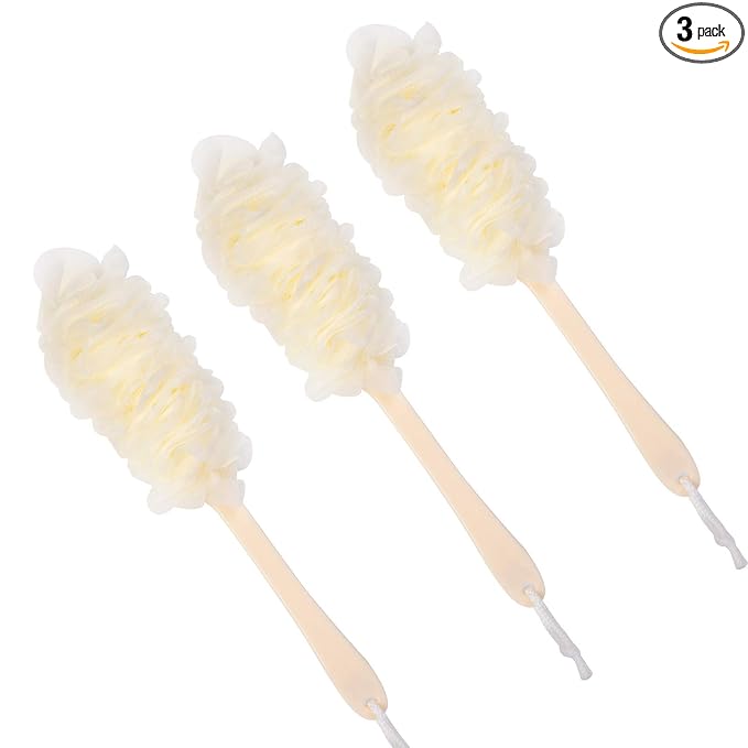Back Scrubber for Shower, Loofah Long Handle Bath Body Brush, Soft Nylon Mesh Sponge On a Stick for Shower Men Women Kids Elderly, Exfoliating Scrub Cleaning Luffa for All Kinds of Skin