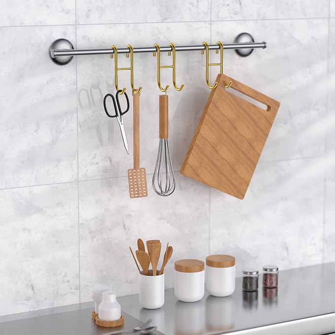 Shower Door Hooks (3-Pack), Towel Hooks for Bathroom Frameless Glass Door, Drill-Free Installation, Gold