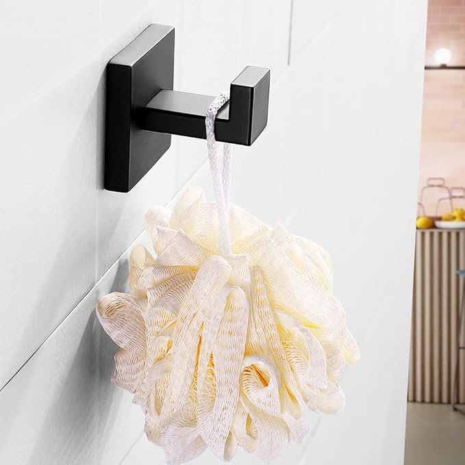 Towel Hooks for Bathroom Bath Robe Hook,Towel Holder Hanger with Screw,Coat Hooks Wall Mount,Heavy Duty for Hanging Bag Hat,Black 4 Pack