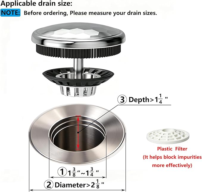 XAJOON Bathtub Drain Hair Catcher/Bathtub Protector Suitable for Bathroom Bathtub, Pop-Up Drains and Bathroom Sink. (Patented Product) (Chrome)