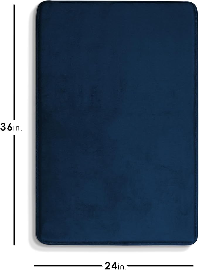 Clara Clark Bathroom Rugs, Velvet Memory Foam Bath Mat, Non-Slip Bath Rugs, Machine Wash, Dries Quickly, Ultra Soft Plush Bath Mats for Bathroom, 24 x 36, Blue