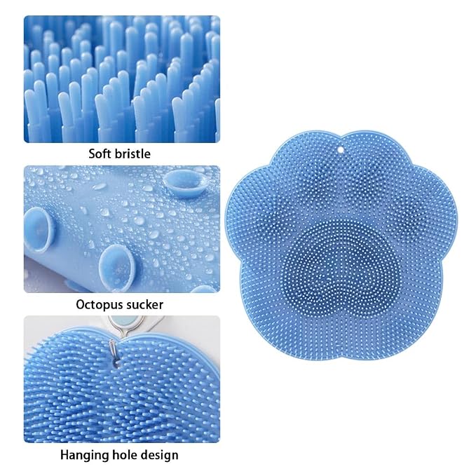 Shower Foot Scrubber Mat, Back Washer Exfoliating Bath Wash Pad, Wall Mounted Slip Suction Cups for Use in Cleaner Men and Women