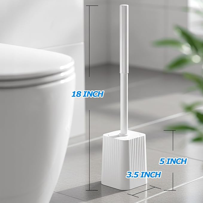 FORASTO 3Pack Toilet Bowl Brush and Holder Set - Restroom Cleaning Supplies | Ergonomic Handle, Bathroom Decor Accessories, Apartment Must Haves, Home Essentials for New Home, Cleaning Supplies