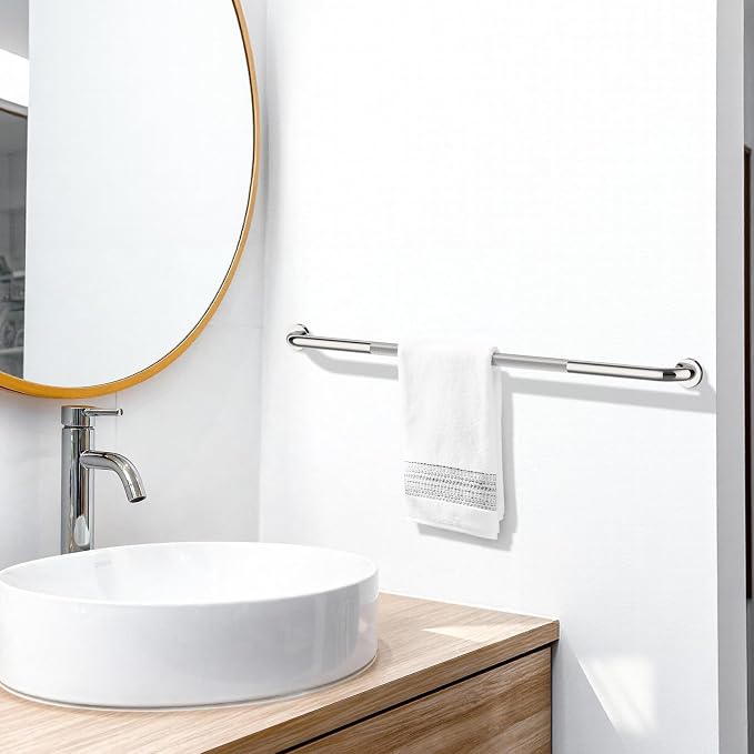 48 Inch Anti Slip Shower Grab Bar, Munzong Bathroom Grab Bar for Wall, Knurled Handicap Balance Bar,Safety Hand Rail Support Elderly Senior Assist Bath Handle