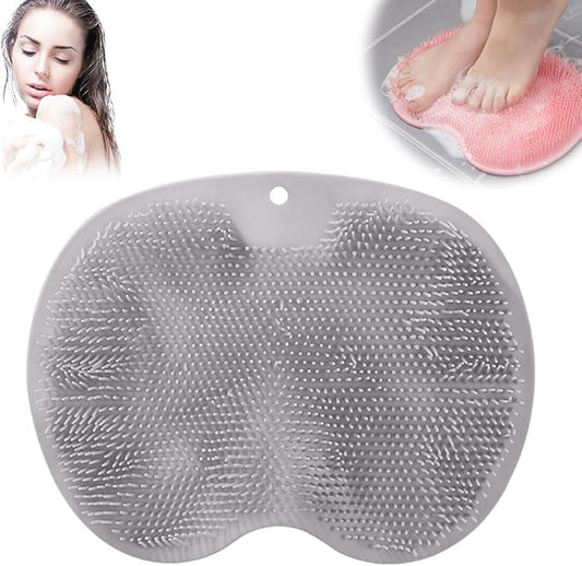 Foot Back Cleaning Pad, 2026 Silicone Foot Back Shower Scrubber Mat with Non-Slip Suction Cups, Feet Back Scrubber Dead Skin Shower for Men and Women (Gray)