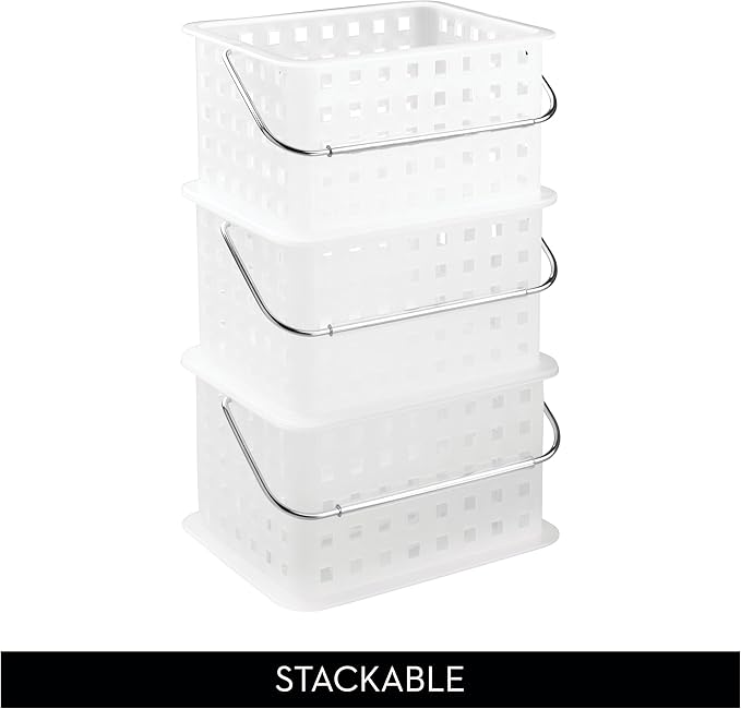 iDesign Small Shower Caddy, Clear Frost | With Handle, Portable, For Dorm or Bathroom