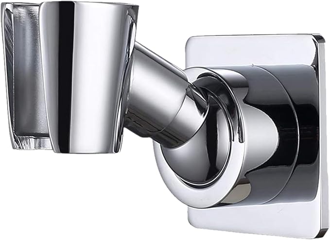 YDmeet Shower Head Holder, Adjustable Handheld Brass Shower Head Bracket, Wall Mount Holder, Drill Free Glue Installation (Polished Chrome)
