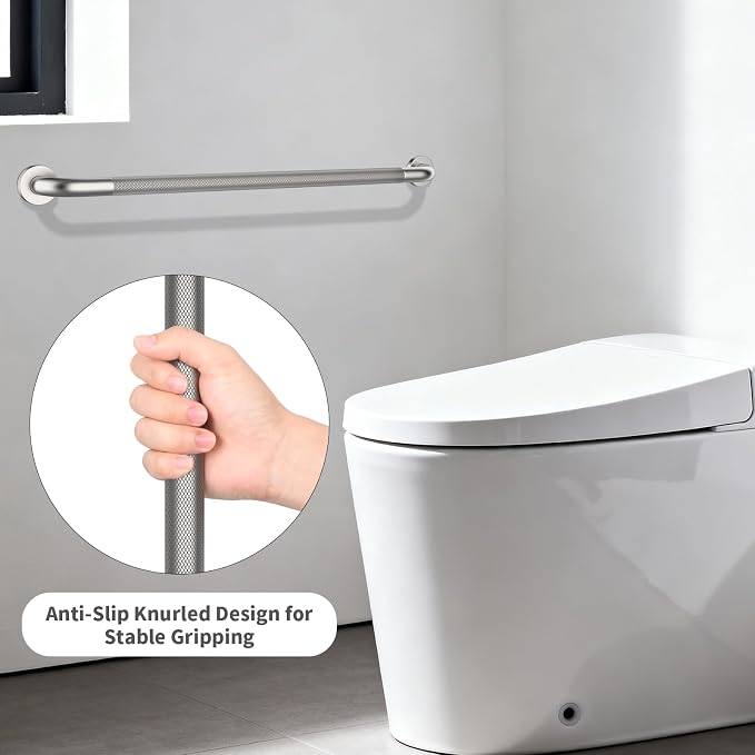 36 Inch Brushed Nickel Grab Bars for Shower with Anti-Slip Knurled Grip,YuanDe Stainless Steel Bathroom Grab Bars, Shower Handrail Support, Handicap Elderly Balance Assist Handles
