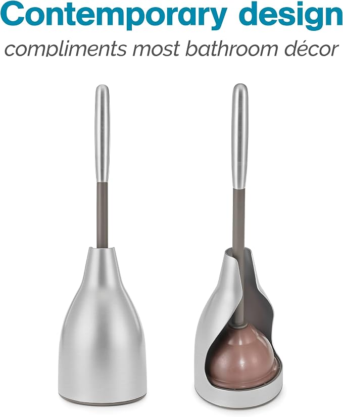 Polder BTH-6318-47T Stainless Steel Toilet Plunger Caddy, Includes Plunger, 5.6" x 19.2", 2 Pack