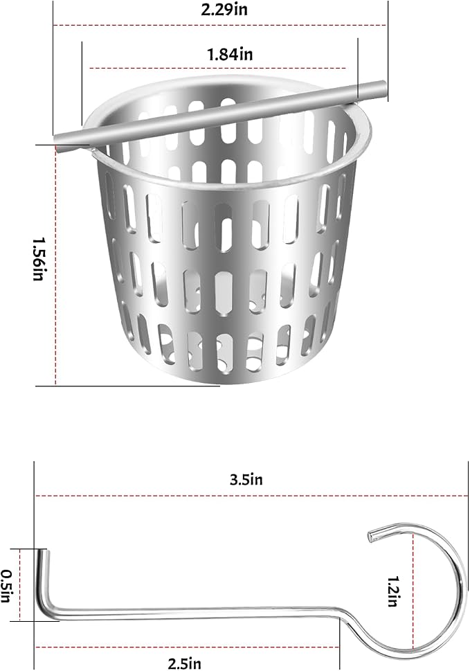 2 Inch Hair and Debris Strainer, Shower Drain Strainer with Lifting Hook, Stainless Steel Debris Basket Shower Drain Catcher, Hair Catcher for Floor Drain