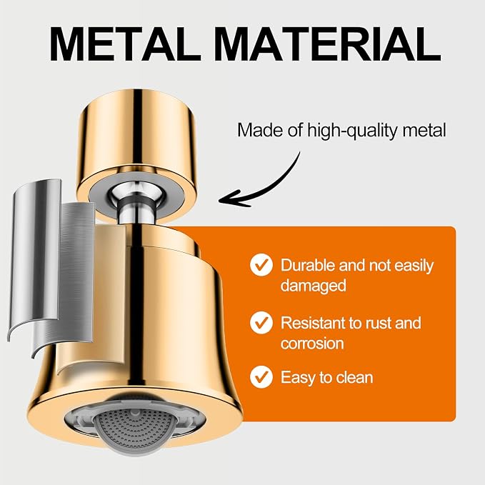 2 Pack Metal Faucet Aerator - Dual Modes Sink Sprayer Attachment for Bathroom - 360° Swivel Kitchen Faucet Sprayer Attachment - Anti-clogging Design - Black