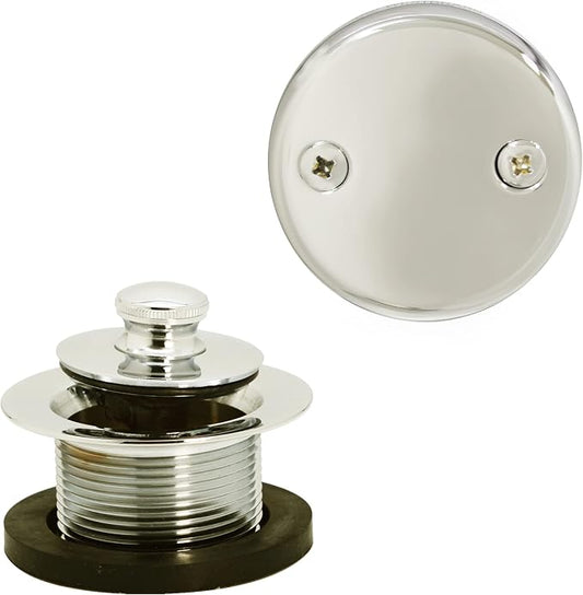 Westbrass Twist & Close Tub Trim Set with Two-Hole Overflow Faceplate, Polished Nickel, D94-2-05