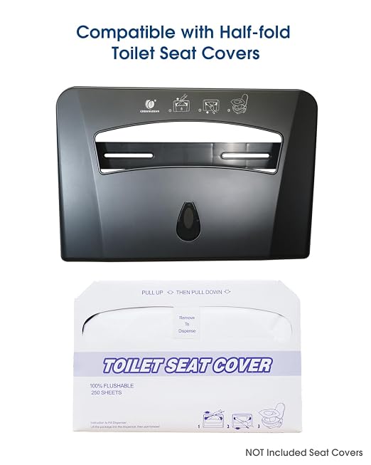 Toilet Seat Cover Dispenser, Dark Grey | ABS, Wall Mounted, Half-fold, Commercial, Bathroom, Restroom, Residential