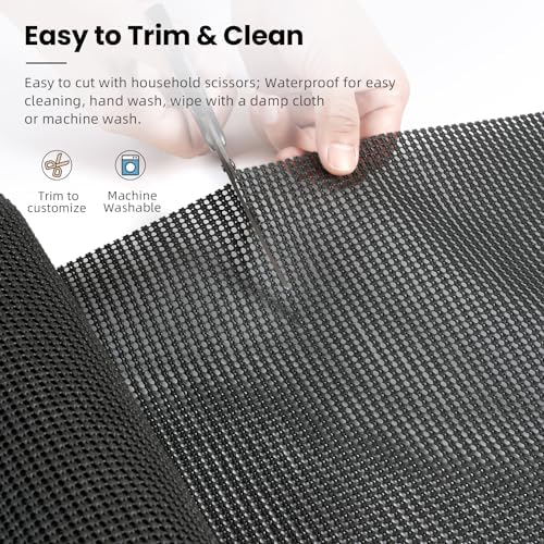 BAGAIL Non-Adhesive Shelf Liner, Thick Strong Grip Drawer Liners for Kitchen Cabinets, Heavy-Duty Easy Cut Cabinet Liners for Shelves, Pantry, Bathroom Cupboards - 12" x 30FT, Charcoal