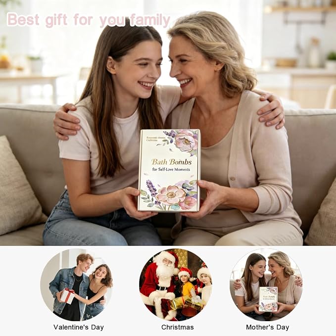 Bath Bomb Gift Set for Women, 8 Pcs Bath Bombs for Girls, Natural Bubble Bathbombs with Essential Oils, Self Care Gifts, Relaxation Spa Gift Basket,Birthday, Mothers Day Gifts for Mom, Wife,