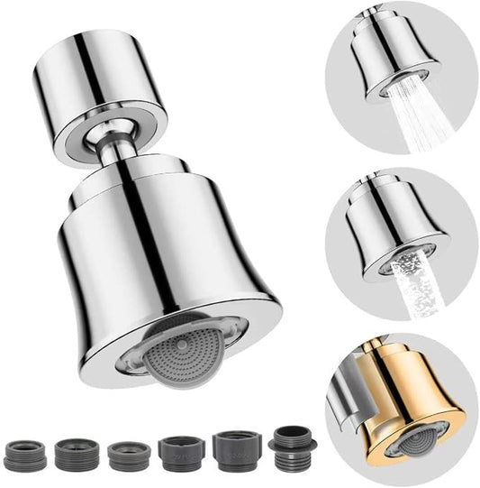 Metal Faucet Aerator Extender - Dual Modes Sink Sprayer Attachment for Bathroom - 360° Swivel Kitchen Sink Nozzle - Tap Head Replacement with 55/64'' Female Thread - Anti-clogging Design