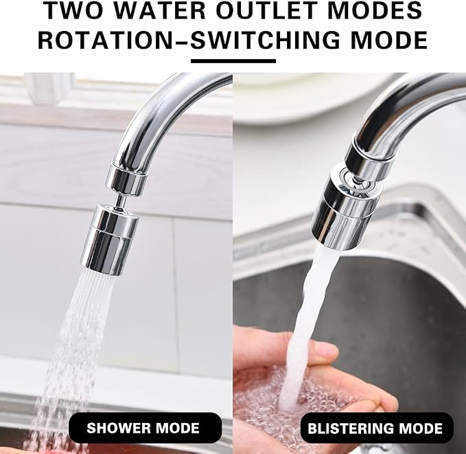 2 Pack Sink Faucet Aerator 360 Degree Swivel Kitchen Faucet Sprayer Attachment,Dual Water Flow Modes, 55/64 Inch-27UNS Female Thread,15/16 Inch-27UNS Male Thread Adapters