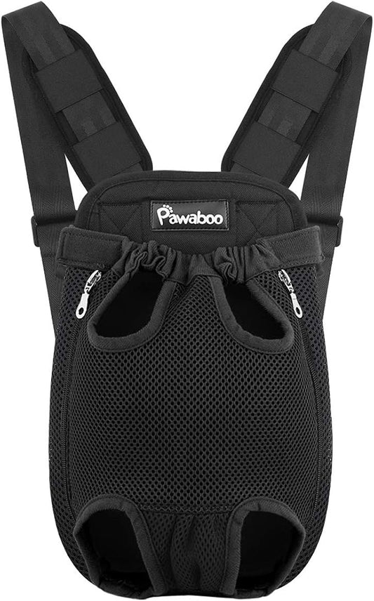 Pawaboo Pet Front Carrier Backpack for Small Medium Dogs | Legs Out Easy-fit,Adjustable Straps,Hands-Free,Soft Padded Support for Travel Hiking Cycling Camping,13-16Lbs,Black,XL