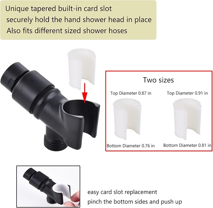 All Metal Handheld Shower Head Holder, Adjustable Shower Wand Holder with Brass Pivot Ball，Shower Arm Holder Mount for Connecting Shower Arm and Shower Hose，Black