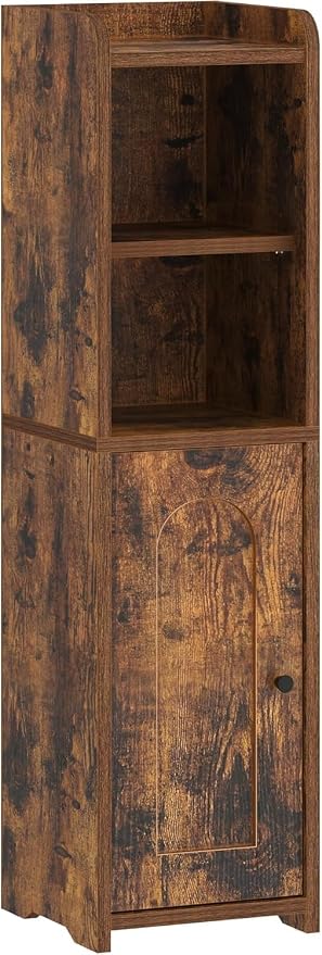 Hzuaneri Bathroom Storage Cabinet, Corner Floor Cabinet with Doors and Adjustable Shelf, Narrow Toilet Paper Cabinets, Bathroom Organizer for Small Spaces, Brown BC19701X