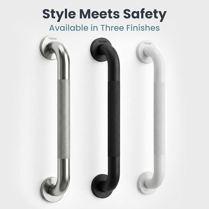 PELEGON Grab Bars for Shower 2-Pack 16 Inch - Stainless Steel Shower Grab Bars for Seniors - Bathroom Safety Handle Non-Slip Grip Rust Resistant Wall Mounted Support Bar for Bathtub Shower - Silver